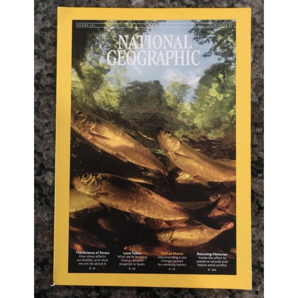 National Geographic Jun 2024 Sci of Stress, Lava Tubes, Gulf of Maine Vol 245 #6